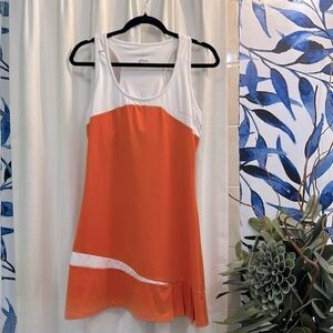 Women’s Orange & White Duc Sport Polyester & Spandex Tennis Golf Dress Size L